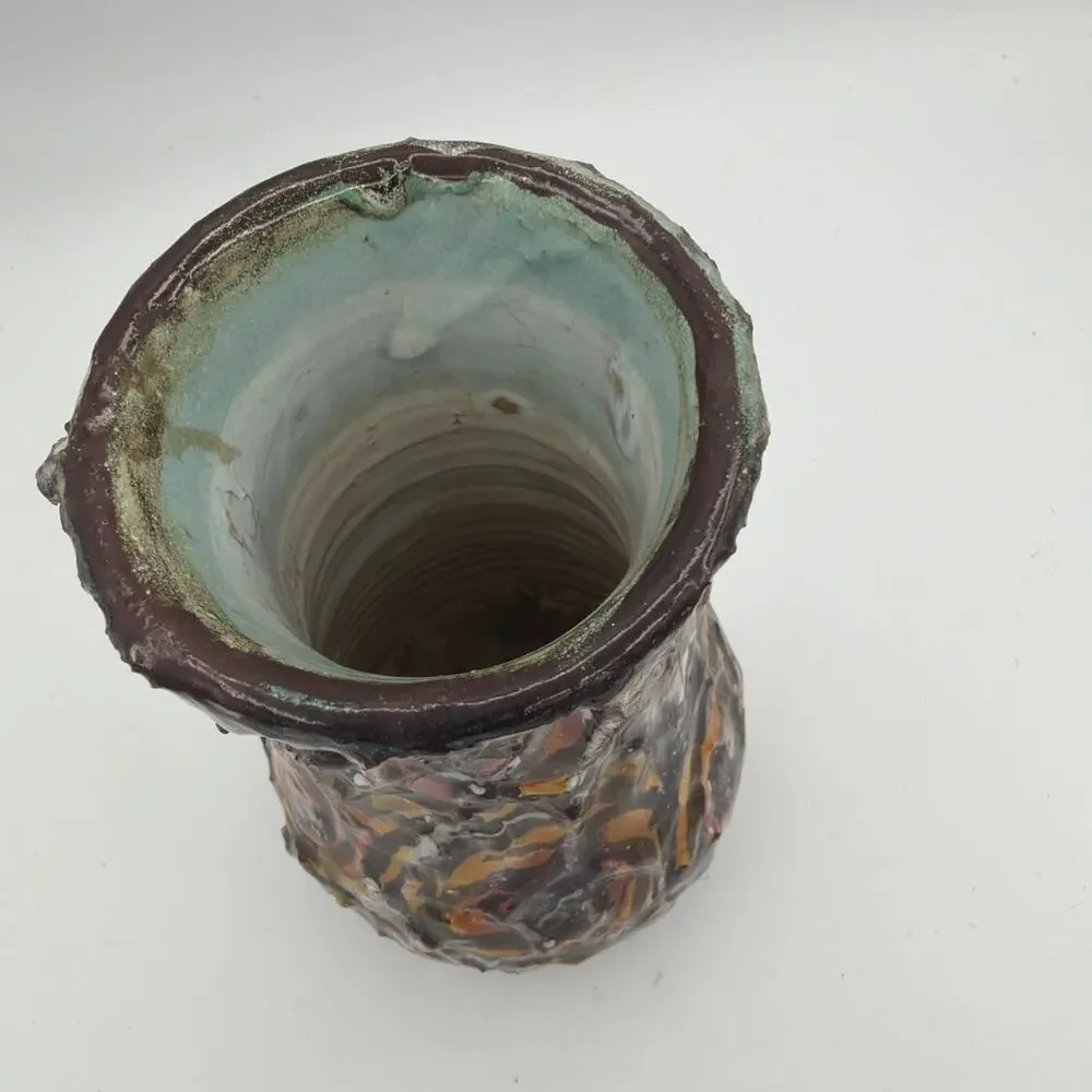 Fratelli Piscitello Italy Ceramic Abstract  Vase Circa 1960s MCM 3D Texture